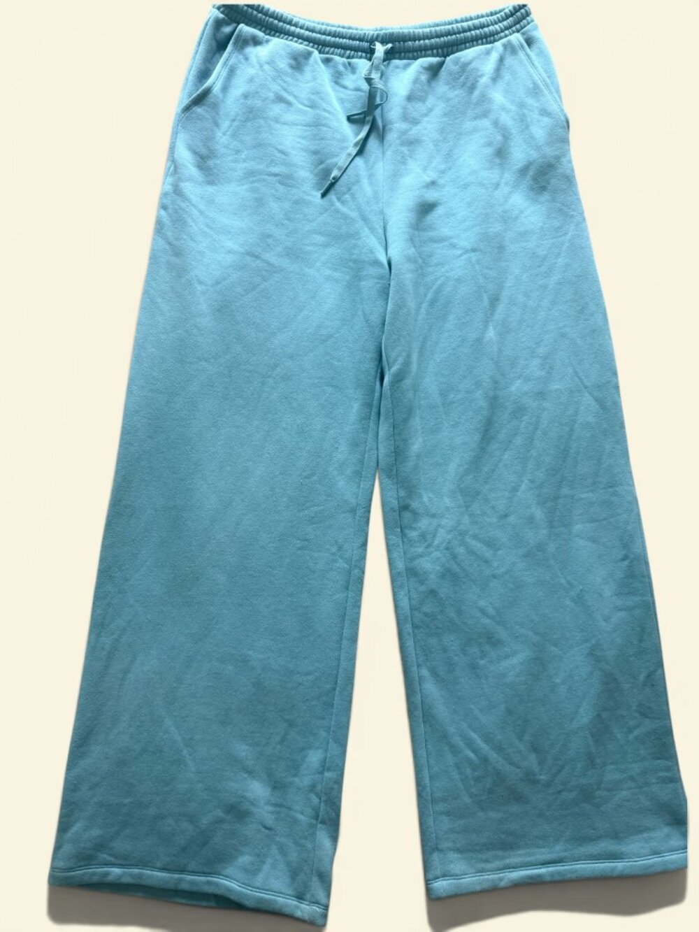 Victoria’s Secret PINK Aqua Blue Wide Leg Fleece Lounge Sweatpants